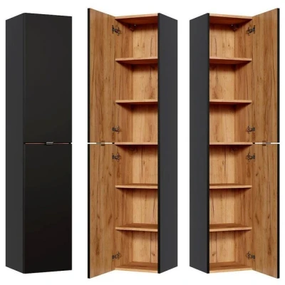 Abbildung von Lomadox Hochschrank TOSKANA BLACK 56 Badezimmer in seidenmatt anthrazit B/H/T ca. 35/170/33cm