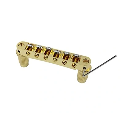 Abbildung von Guyker Guitar Tune O Matic Roller Saddle Bridge Replacement Part Compatible with Gibson Les Paul LP SG Style 6 String Electric GM005, Golden