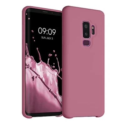 Abbildung von kwmobile Hülle kompatibel mit Samsung Galaxy S9 Plus Silikon Handy Case Handyhülle weiche Oberfläche kabelloses Laden Dark Rose