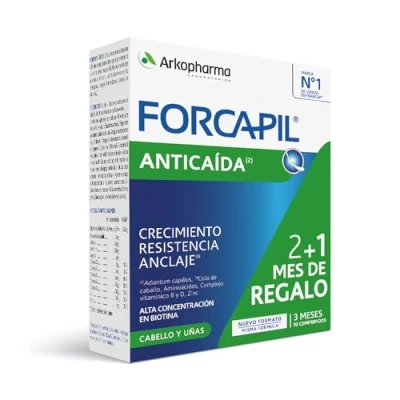 Abbildung von Arkopharma Forcapil Anticaída Pack 3 Meses, Crecimiento, Resistência y Anclaje, Alta Concentración en Biotina, Complemento Alimenticio, 90 Unidades