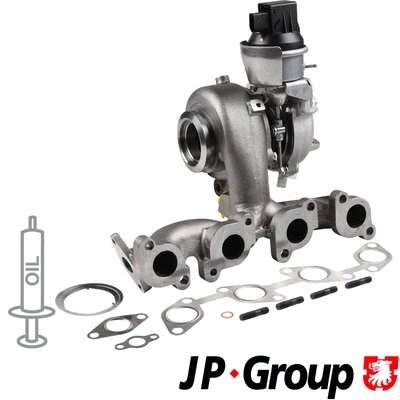 Abbildung von JP GROUP 1117402700 Turbolader Abgasturbolader inkl. Dichtungssatz VOLKSWAGEN: Tiguan I, Passat B6 Variant, GOLF 6, AUDI: A3 Schrägheck, Sportback