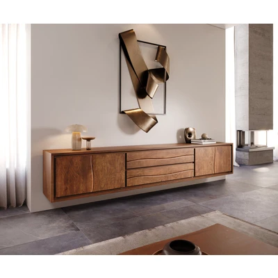 Abbildung von Lowboard Live Edge 300 cm Akazie Braun 4 Türen 2 Schübe schwebend