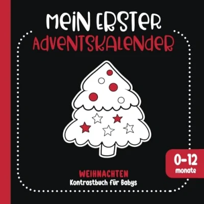 Abbildung von Mein Erster Adventskalender Weihnachten Kontrastbuch für Babys 0 12 Monate: Das Montessori Buch mit Schwarz Weiß Kontrastkarten Neugeborene