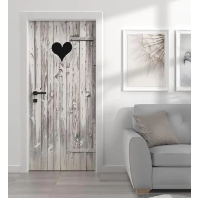Abbildung von MyMaxxi Tür bekleben mit Türtapete Selbstklebend 90x200 Holz Klotür Herz weiß verschönern Türfolie Türaufkleber XXL Türbilder Türposter Türklebefolie Vintage Wooden Door