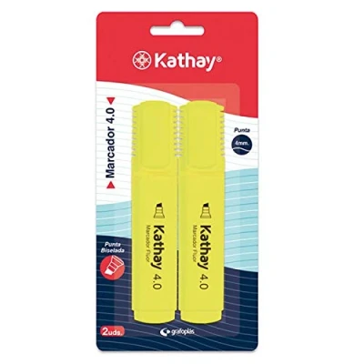Abbildung von Kathay 86211960 Textmarker, Gelb, abgeschrägte Spitze, 4 mm, 2 Stück