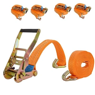 Abbildung von TRUTZHOLM 4x Spanngurt mit Ratsche Zurrgurt 6m 3000kg 3to 2 tlg. 35mm TÜV / GS orange