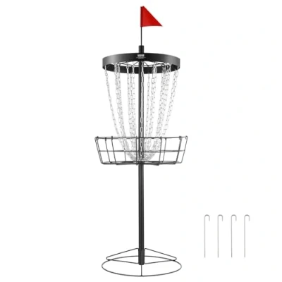 Abbildung von VEVOR Discgolf Korb, Disc Golf Scheiben Set, mit 24 Ketten, Übungsständer aus Stahl für Körbe, Profi Golfkorb Set Outdoor &amp; Indoor Satz inkl. 6 Stück Wurfscheibe, Schwarz