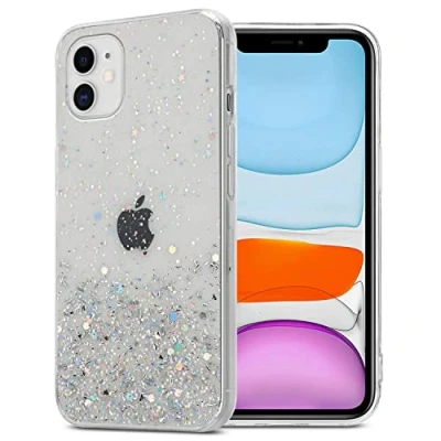 Abbildung von Cadorabo Hülle kompatibel mit Apple iPhone 11 PRO Rundumschutz TPU Silikon Case Mädchen Glitzer Strass Design Slim Kratzfest Weiche Gummi Bling Schutzhülle für in Transparent