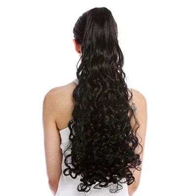 Abbildung von WIG ME UP N440 V 2 Haarteil Zopf Pferdeschwanz Locken lockig sehr lang 60 cm Schwarz