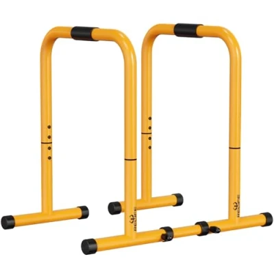 Abbildung von RELIFE REBUILD YOUR LIFE Dip Station Bar Barren Parallettes Push Up Ständer Einstellbar Einstellbare Höhe Fitness Turnhalle Ausüben Calisthenics Equipment (Gelb)