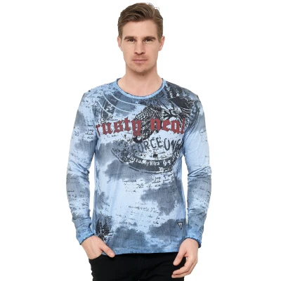 Abbildung von Rusty Neal MIT Batikprint Langarmshirt, Herren, Größe: Medium, Blau