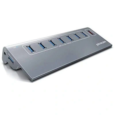 Abbildung von CSL USB 3.0 Hub aktiv 10 GBit/s 8 Port x 3.2 Gen2, Davon 1x Ladeport smart Charge Verteiler mit Netzteil Alugehäuse für PC Notebook Laptop Ultrabook Tablet