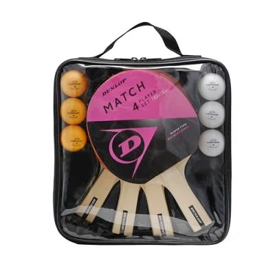 Abbildung von Dunlop Tischtennis Set Match 4 Player Schläger, 6 Bälle, Tasche &amp; Netz