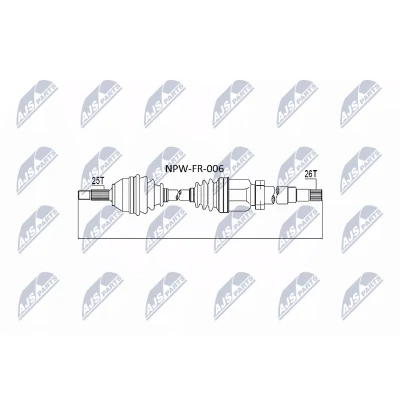 Abbildung von NTY NPW FR 006 Antriebswelle Vorderachse Schaltgetriebe, Schaltgetriebe 5 Gang FORD: Focus Mk1 Kombi, Schrägheck, Kasten / Kombi