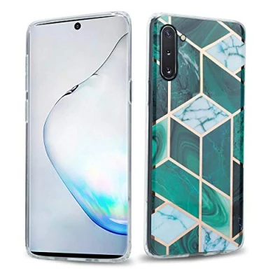 Abbildung von Cadorabo Hülle kompatibel mit Samsung Galaxy Note 10 Schutzhülle TPU Silikon Case Marmor Design Slim Kratzfest Weiche Gummi Rundumschutz für in Grün