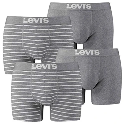 Abbildung von Levi&#039;s Vintage Stripe Boxer 2 PACK Panties, Herren, Größe: Small, Middle grey melange