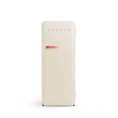Abbildung von CREATE / RETRO FRIDGE 150 TERRACOTA/Kühlschrank mit Gefrierfach 281L in Cremeweiß, Griff Terrakotta 102W, niedriger Energieverbrauch, 150cm, 3 Ablagen, Temperaturregelung,60x60x150cm