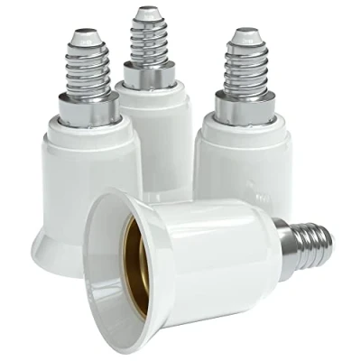 Abbildung von EAZY CASE 4X Lampensockel Adapter Konverter für E14 Fassung auf E27 Lampenadapter LED /Halogen und Energiesparlampen Sockeladapter, Weiß