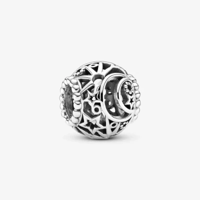 Abbildung von Pandora Openwork SUN Stars MOON Charm, Damen, Größe: One Size, Sterling silver