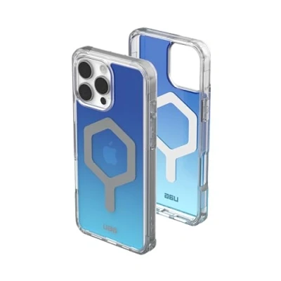 Abbildung von URBAN ARMOR GEAR Plyo MS Case kompatibel mit Apple iPhone 16 Pro Max Hülle (Wireless Charging / Magnetisches Aufladen kompatibel, Air Soft Ecken, Erhöhter Rand) blau transparent ombre