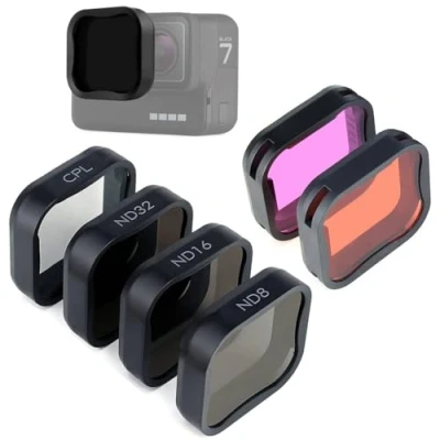 Abbildung von GEPULY 6er Pack Kameraobjektivfilter Set für GoPro Hero7 6 5 Schwarz 2018, 3ND Filter (ND8/ND16/ND32), CPL Filter, Hellrot/Magenta Neutraldichte Polarisator, Schutz Farbkorrektur