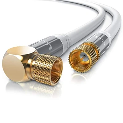 Abbildung von CSL 15m SAT Kabel 8k 4k HDTV 90 Grad gewinkelt 135db Premium Antennen Satellitenkabel F Stecker TV Radio DVB T C S S2 Abschirmmaß 75 Ohm Weiß