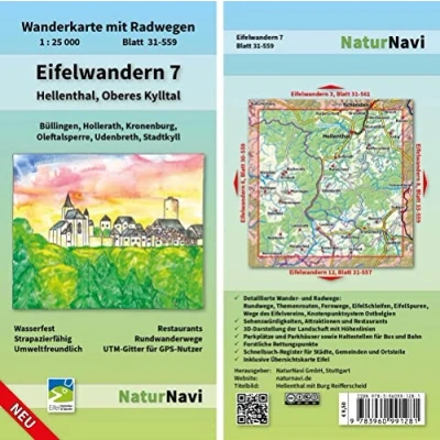 Abbildung von Eifelwandern 7 Hellenthal, Oberes Kylltal: Wanderkarte mit Radwegen, Blatt 31 559, 1 : 25 000, Büllingen, Hollerath, Kronenburg, Oleftalsperre, ... (NaturNavi Radwegen 1:25 000)