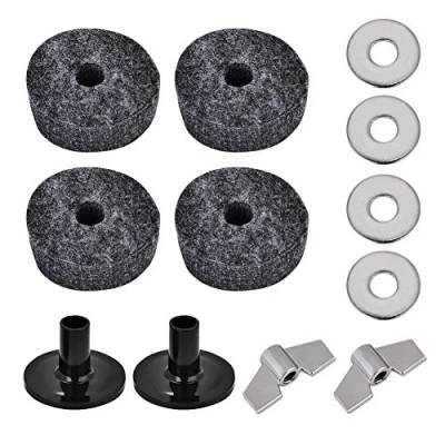 Abbildung von Becken Ersatz Zubehör, Beckenfilze Hi Hat Clutch Filz Cup Beckenhülsen mit Flügelmuttern und Beckenscheibe für Schlagzeug Percussion Accessoires
