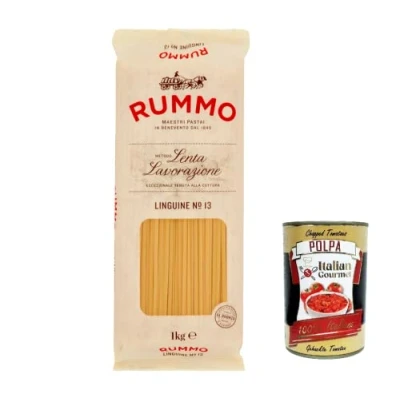 Abbildung von 4x Rummo Linguine N. 13 Hartweizengrieß Pasta Italienische Nudeln 500g Packung + Italian Gourmet Polpa di Pomodoro 400g Dose