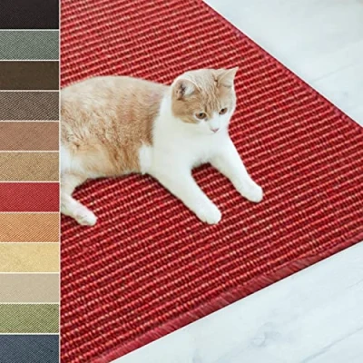 Abbildung von Floordirekt Sisal Fußmatte Teppich Vorleger Kratzteppich Katzenmöbel Kratzmatte Sisalmatte, widerstandsfähig &amp; in vielen Farben und Größen erhältlich (60 x 80 cm, Rot)