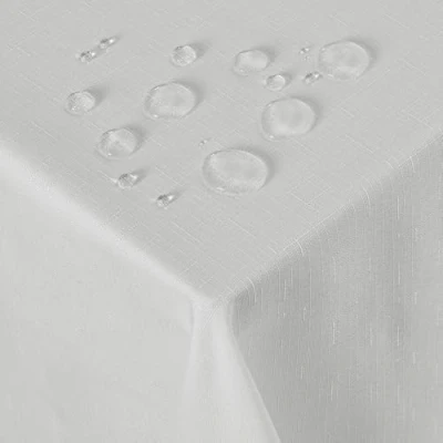 Abbildung von Deconovo Leinenoptik Tischdecke WasserabWeißend Tischwäsche Lotuseffekt, 130x280 cm, Hellgrau