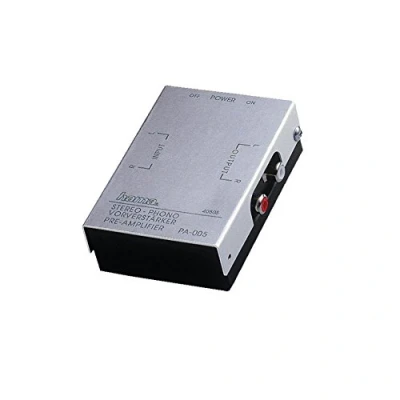 Abbildung von Hama Stereo Phono Vorverstärker PA 005 (geeignet für Plattenspieler, Audiomischpulte oder PC Soundkarten, RIAA Entzerrung) silber