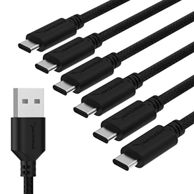Abbildung von Sabrent USB C Kabel Schnellladung 5V 3A (6 Stück) 1.83m Premium Nylon Ladekabel (CB C6X6)