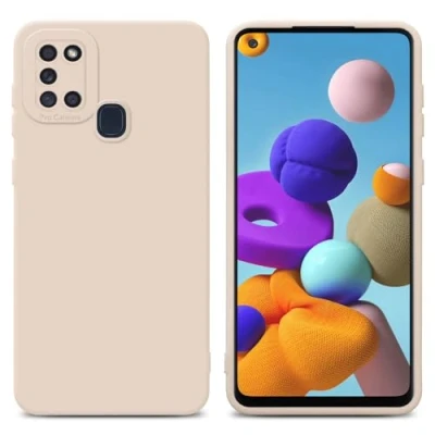 Abbildung von Cadorabo Hülle kompatibel mit Samsung Galaxy A21s Schutzhülle TPU Silikon Case Liquid Design Kameraschutz Slim Kratzfest Weiche Gummi Rundumschutz für in Rosa