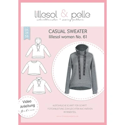 Abbildung von lillesol &amp; pelle Schnittmuster Women No.61 Casual Sweater in Größe 34 58 zum Nähen mit Foto Anleitung und Video