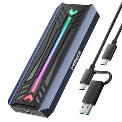Abbildung von Inateck Festplatten Gehäuse RGB M.2 NVMe SATA SSD 10 Gbps, USB 3.2, unterstützt UASP Trim, für NVME/SATA SSDs 2230/2242/2260/2280(M Key)