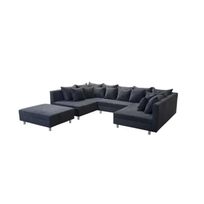 Abbildung von Küchen Preisbombe Sofa Wohnlandschaft Couch Ecksofa Eckcouch Cordstoff grau Minsk XXL, in U Form mit Hocker