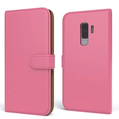 Abbildung von EAZY CASE Tasche kompatibel mit Samsung Galaxy S9 Plus Schutzhülle Standfunktion Klapphülle Bookstyle, Handytasche Handyhülle Magnetverschluss und Kartenfach, Kunstleder, Pink