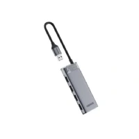 Abbildung von Adapter HUB CM653 mit 4 USB A Anschlüssen und Stromkabel Schwarz