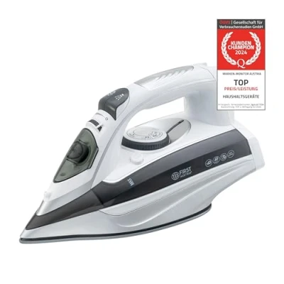 Abbildung von TZS FIRST AUSTRIA Dampfbügeleisen Bügeleisen, verstellbare Temperatur, 3100 W, Anti Kalk System, Keramiksohle, 450 ml Wassertank und 25gr/Min, Grau