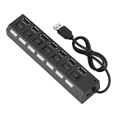 Abbildung von 7 Port USB Hub Splitter, 480 Mbit/s 2.0 für Maus/Drucker/Scanner, No Conflict Splitter Plug &amp; Play