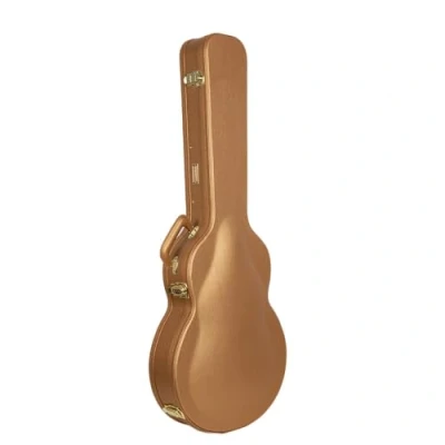 Abbildung von Crossrock Designer Series Holzetui für 335 Style 6 saitige Semi Hollow E Gitarre Sicherheitsschloss, Metallfüße, Stauraum Luxus Gold (CRW520SALG)