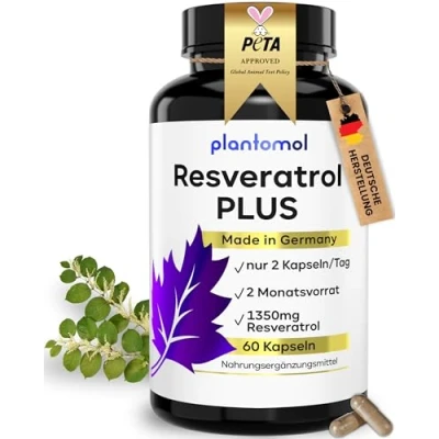Abbildung von 1350mg Resveratrol PLUS 60 Trans Kapseln hochdosiert 100:1 1 Monatsvorrat