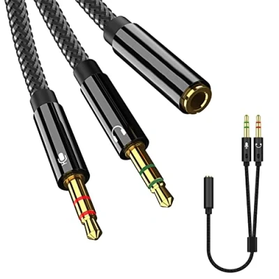 Abbildung von Jaimela Y Splitter Kabel Audio, 2 in 1 Adapter 3.5 mm Audio Splitter, 3.5mm Buchse auf Doppel Klinkenstecker für PC, Laptop und ehr