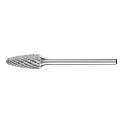 Abbildung von PFERD HM Frässtift, Rundbogenform RBF, Zahnung 3 PLUS, Frässtift ø 6mm, Schaft 3mm, Länge 43mm, 21230083 für universelle Anwendungen auf den wichtigsten industriell verwendeten Werkstoffen