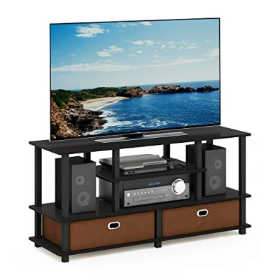Abbildung von Furinno JAYA Großer TV Ständer für bis zu 50 Zoll mit Ablagefach, Espresso, 39.6 x 120.9 57.9 cm