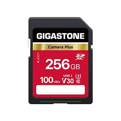 Abbildung von Gigastone Kamera Plus 256GB SDXC Speicherkarte bis zu 100 MB/s für Digitalkameras Canon Sony Nikon Olympus, 4K UHD Videoaufnahmen UHS I U3 V30 Klasse 10, mit 1 Mini Hülle