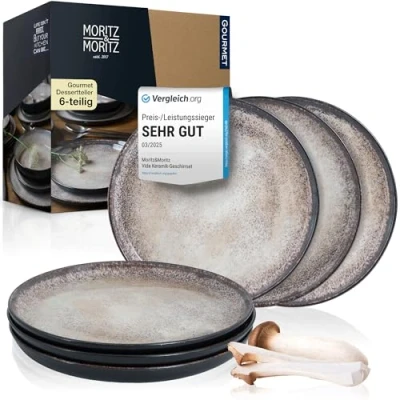 Abbildung von Moritz &amp; Dessertteller Dessert Teller Set beige, (6 St), für 6 Personen spülmaschinen und mikrowellengeeignet