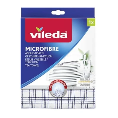 Abbildung von Vileda Geschirrtuch Microfibre plus Geschirr, streifen und fusselfrei, schnell trocknend, bügelfrei