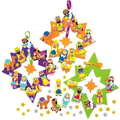 Abbildung von Baker Ross AX566 Weihnachtskrippe Kränze Bastelset für Kinder 3 Stück, Festliche Kreativsets und Bastelbedarf zum Basteln Dekorieren zur Weihnachtszeit